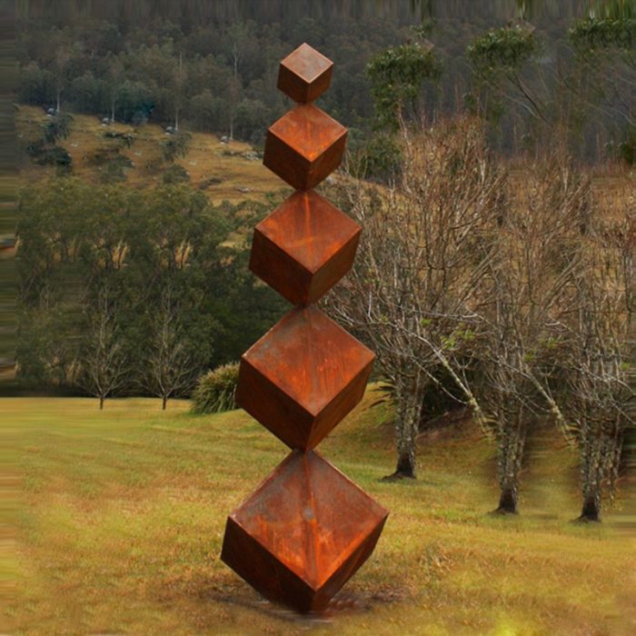 Corten steel cube sculpture