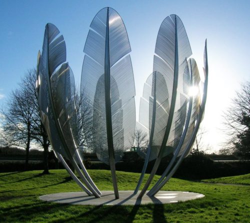 feather metal stainless steel sculpture