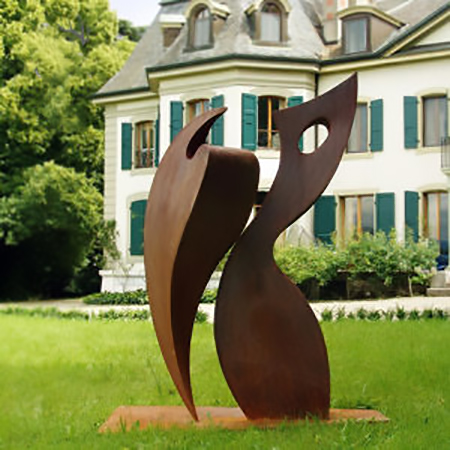 abstract corten steel sculpture