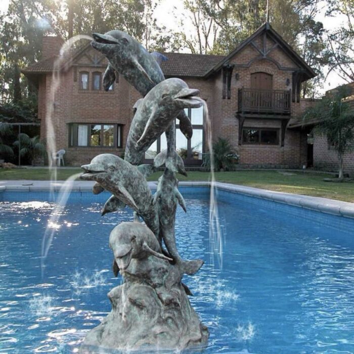 bronze dolphin water fountain