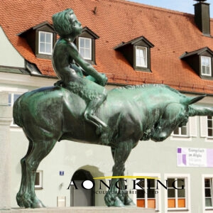Timeless Artwork Green Patina "boy riding a horse" bronze statue outdoor