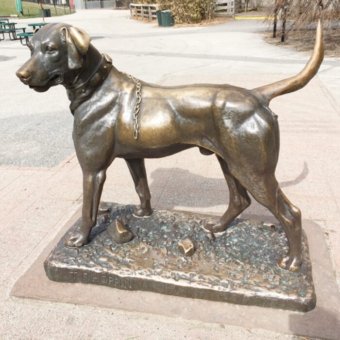 modern metal dog sculpture