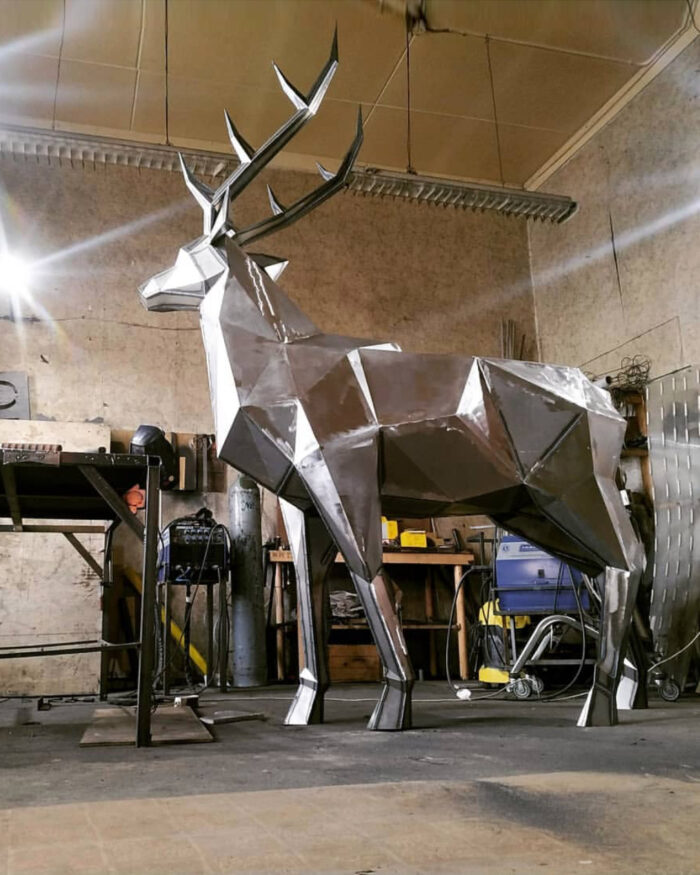 stainless steel deer sculpture