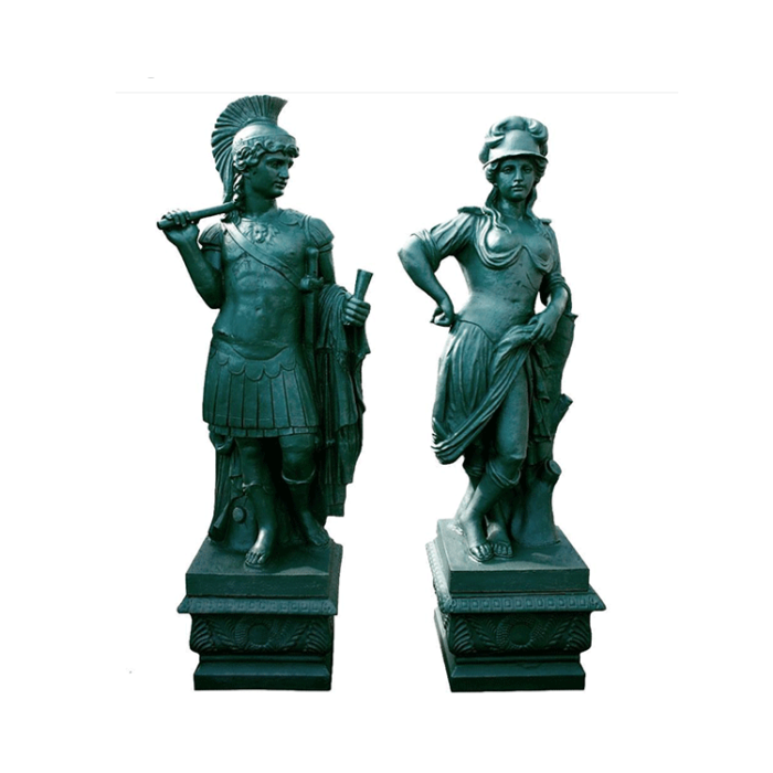 A pair of cast-iron classical sculptures