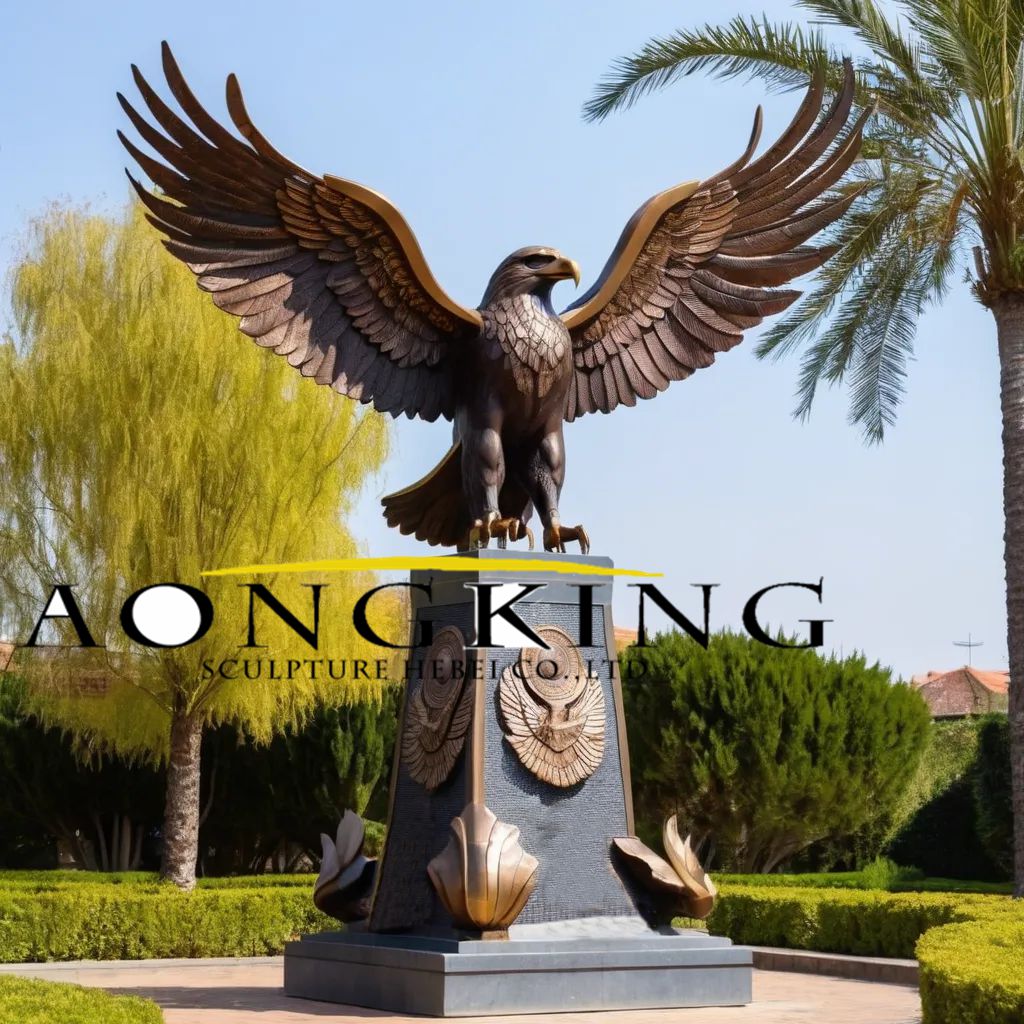 Bronze Striking Spread-winged Outdoor Metal Eagle Decor