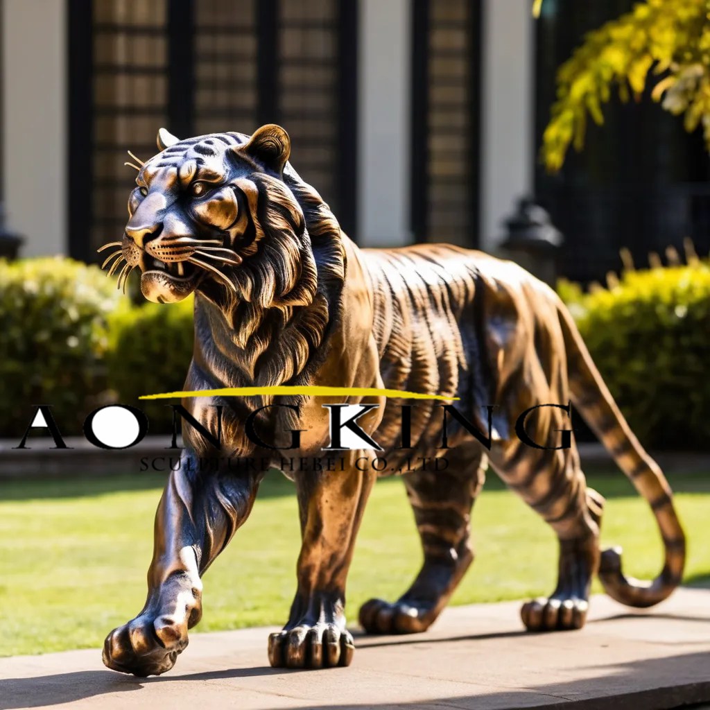 Striding Big Cat Bronze Life Size Tiger Statue