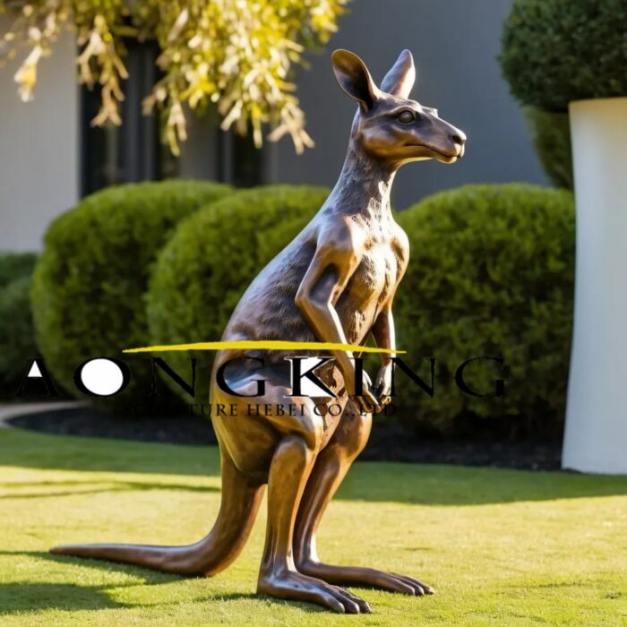 Bronze Standing Kangaroo Metal Animal Sculpture