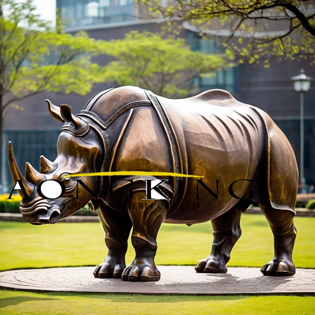 Magnificent Lifelike Bronze Rhino Statue