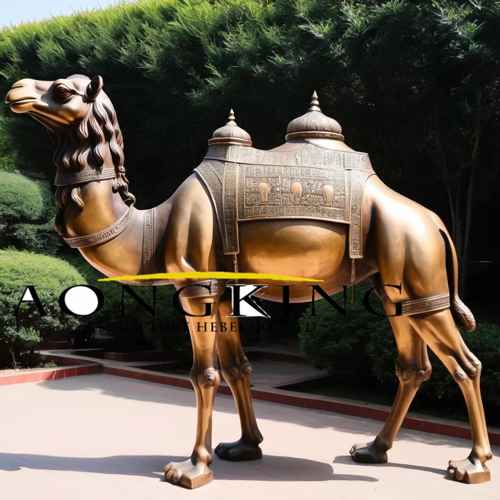 Life-sized Walking Casual Brass Camel Figurines