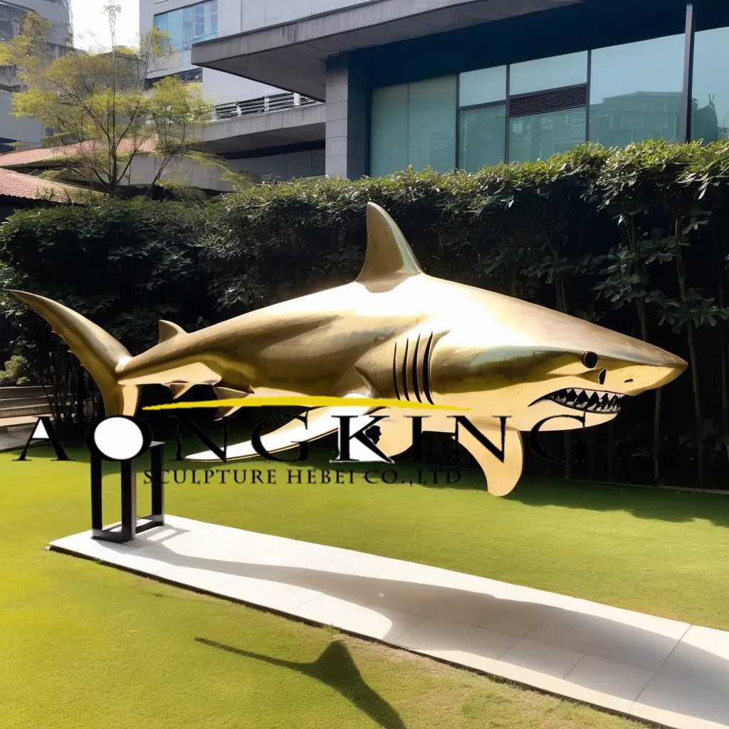 Floating Shark Bronze Animals Statue