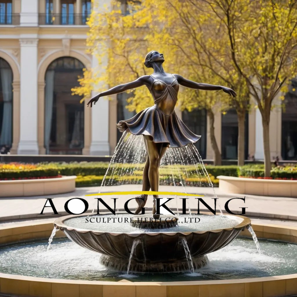 Captivating Dynamic Bronze Ballerina Sculpture Fountain