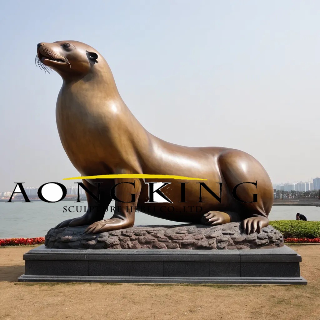 Bronze Graceful Seated Sea Lion Sculpture
