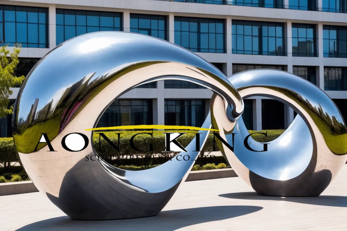 Urban Two Intertwined Rings Stainless Steel Art Sculpture