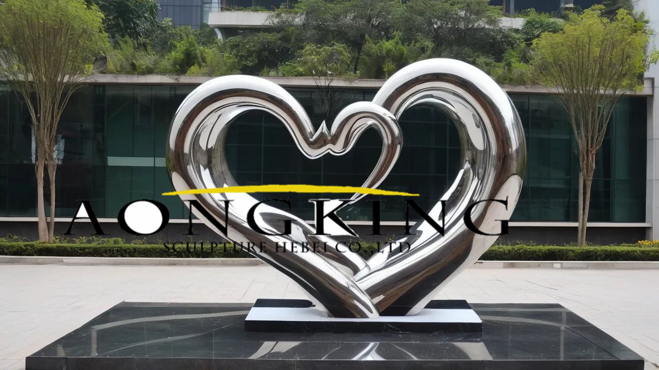 Modern Minimalist Stainless Steel Metal Heart Sculpture
