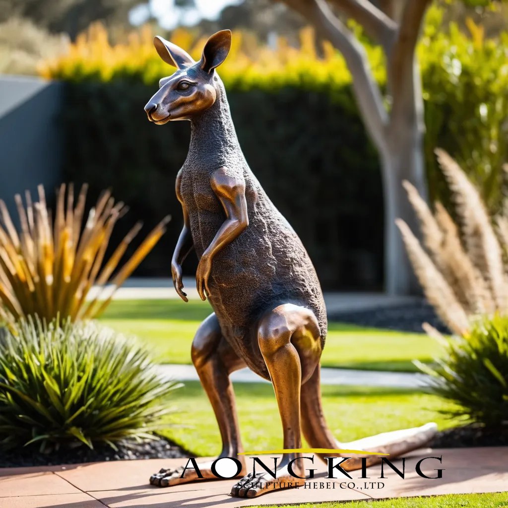 Bronze Lifelike Standing Kangaroo Animal Decor