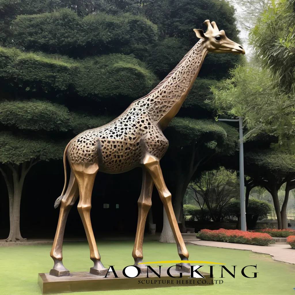 Realistic Peaceful Bronze Giraffe Statues