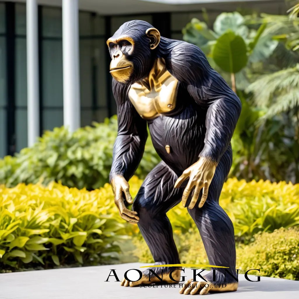 Large Bronze Bipedalism Standing Gorilla Statue For Sale