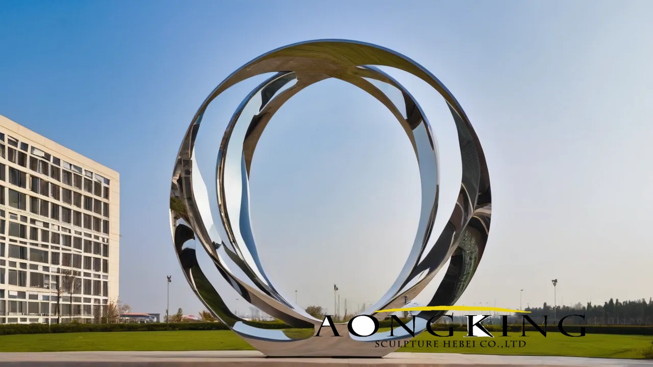 Large modern circular ring outdoor sculptures for sale