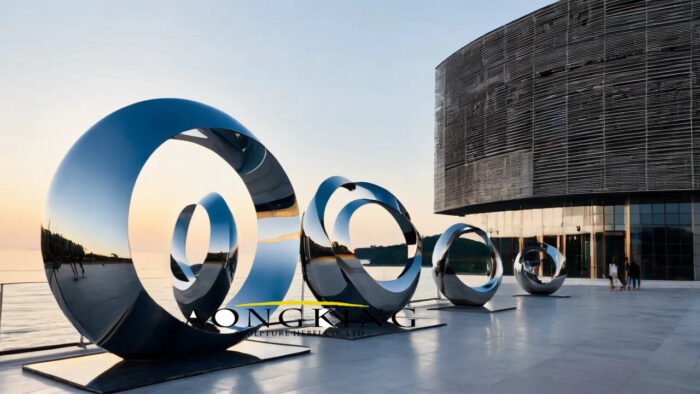 Stainless Steel Varied Sizes Circular Rings Large Steel Circle Sculptures