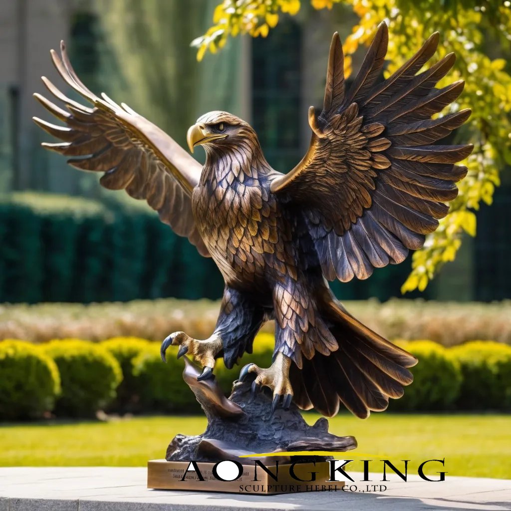 Soaring Bronze Outdoor Eagle Statue