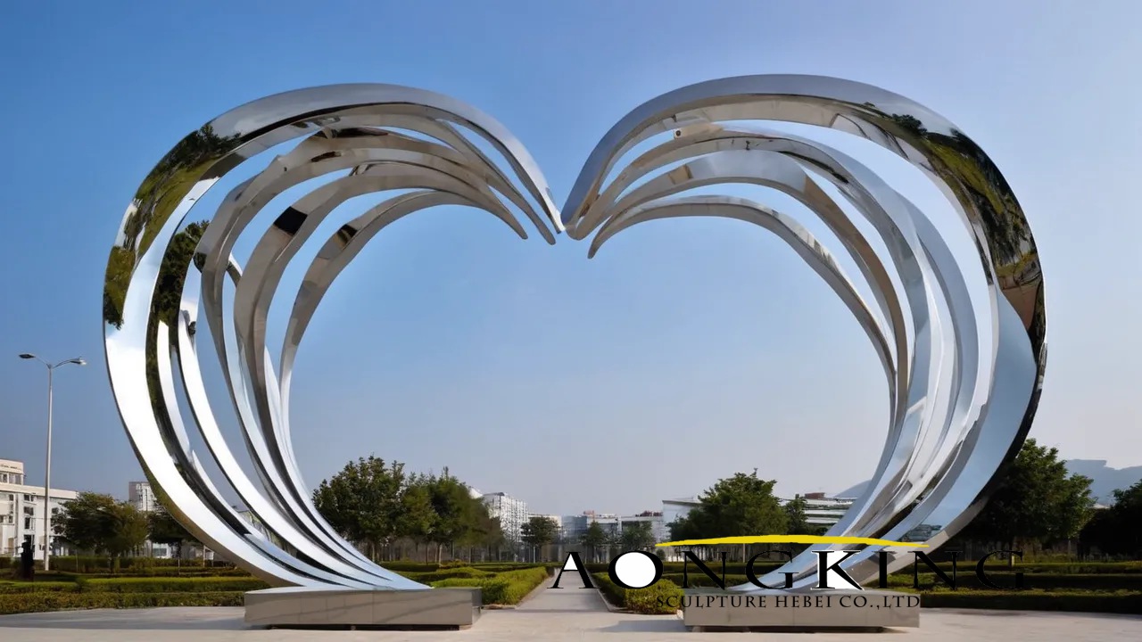 Modern Large Abstract Heart with Pointed Elements Outdoor Metal Art Sculpture