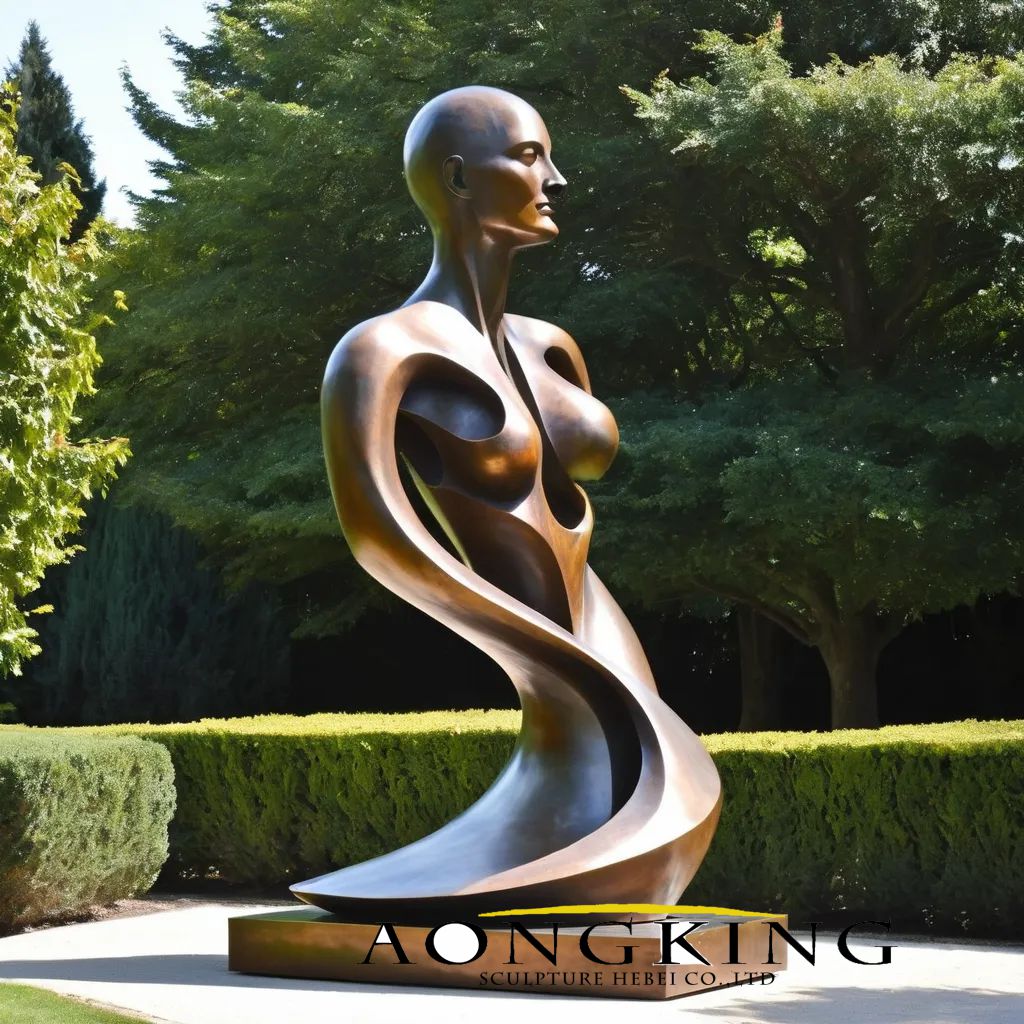 Conceptualization Bronze Romantic Bald Female of Modern Human Body Sculpture