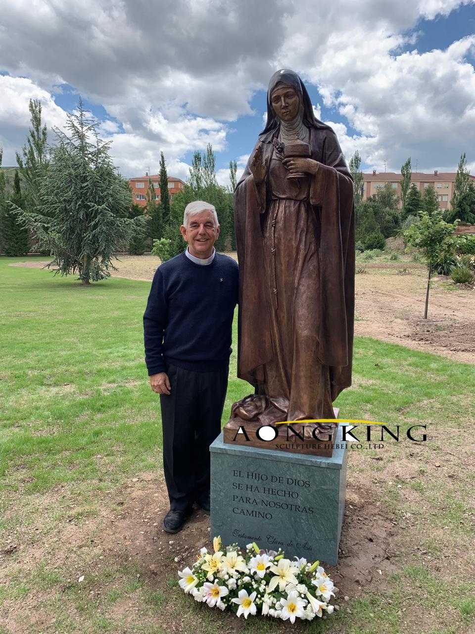 Holding Ciborium Containing The Blessed Sacrament Bronze Saint Clare of Assisi Sculpture