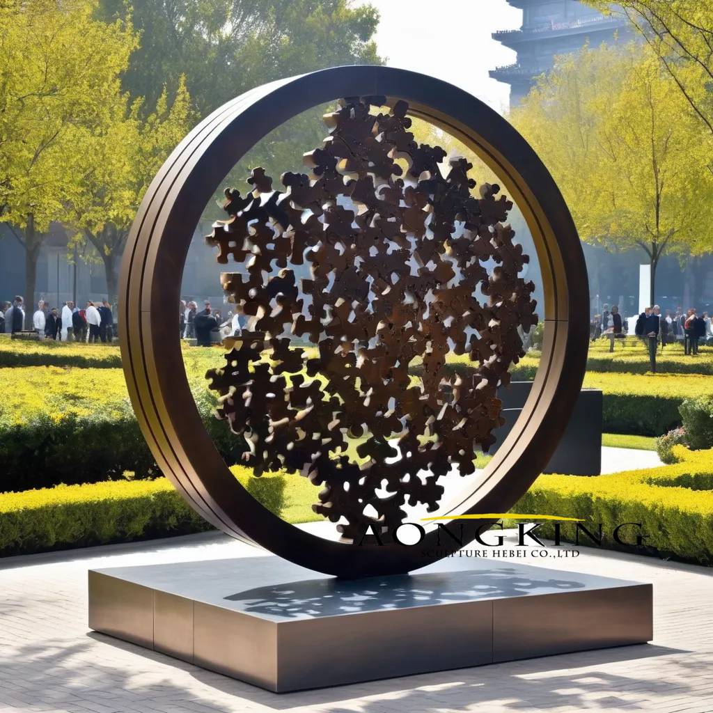 Bronze Hollow loop Snowflake Art Statue For Sale