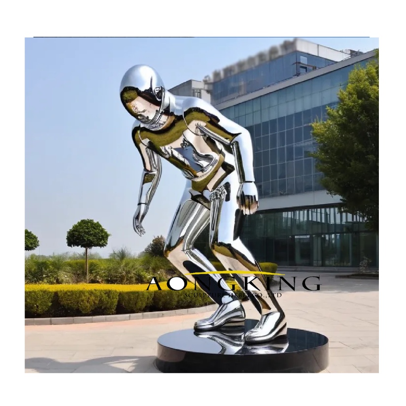 stainless steel space expedition stroll astronaut sculpture