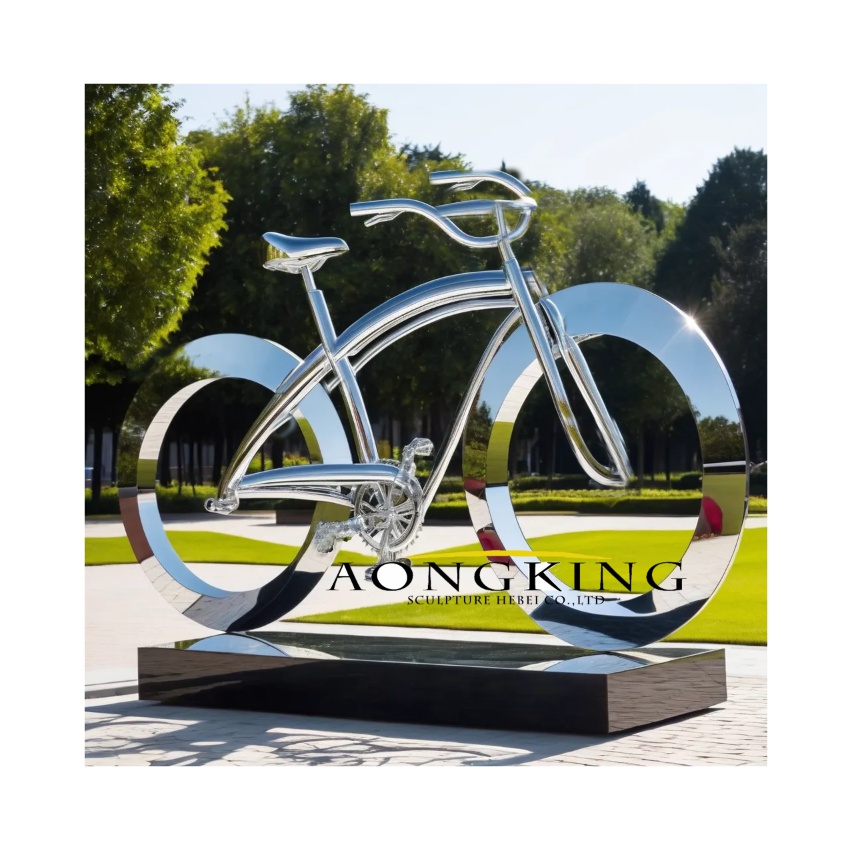cycling monument stainless steel bicycle sculpture