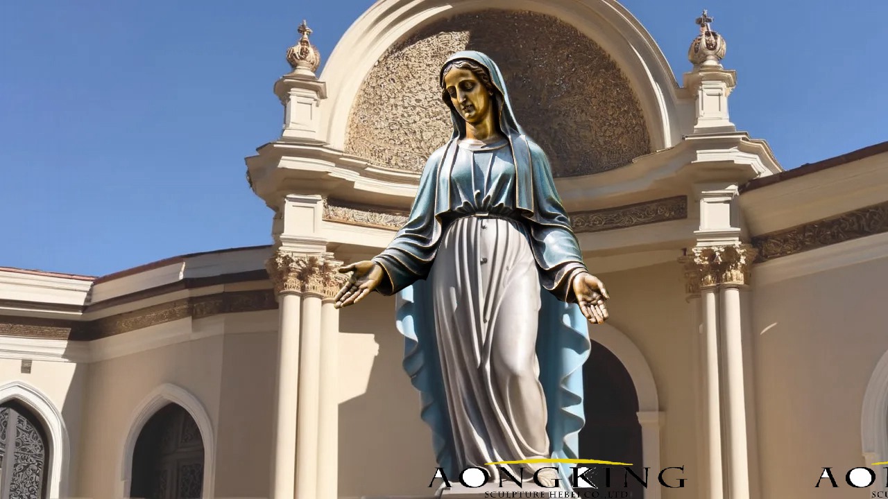 Bronze Prayer garden humble large outdoor Virgin Mary statue