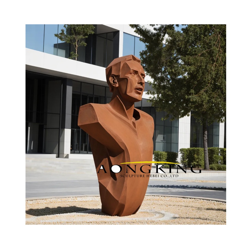 Expressive corten man torso sculpture