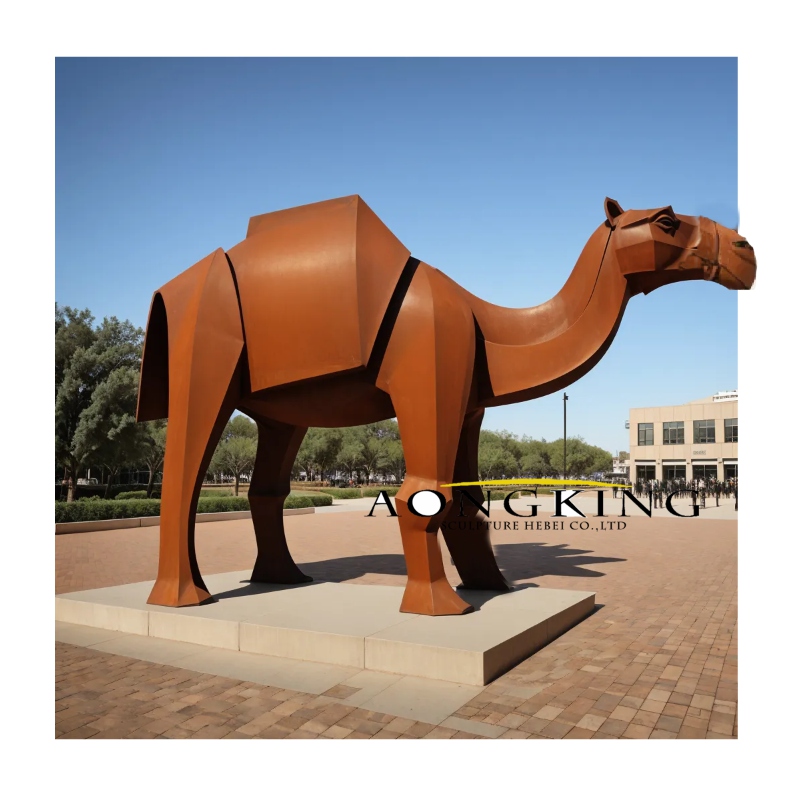 Outdoor Art Installation dromedary Camel corten metal