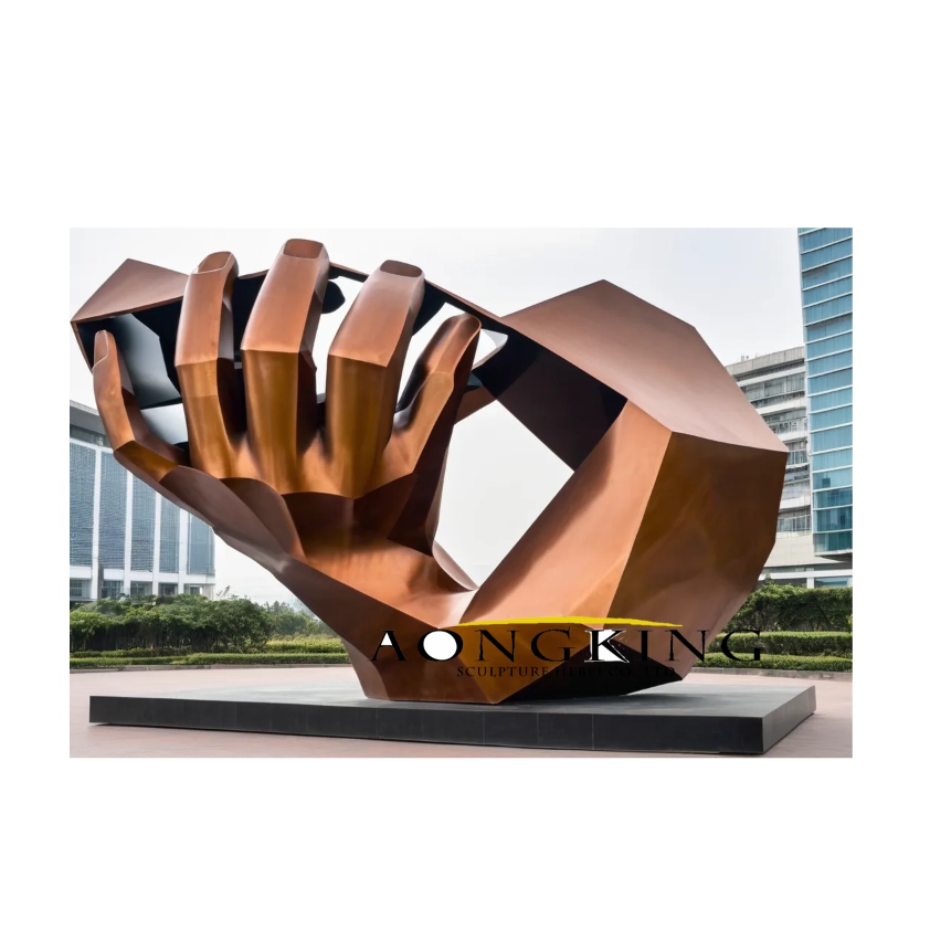 Expressive Art Symbolism "strength" arm and hand corten steel artwork sculpture