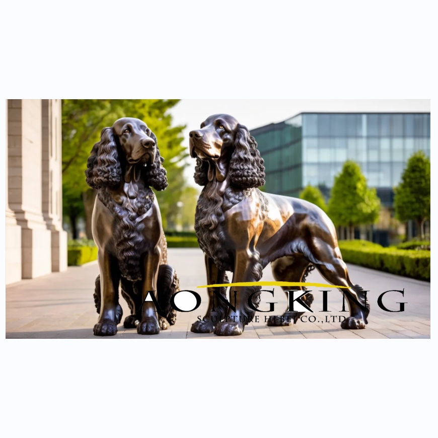 Town square animal art springer spaniel bronze dog statue