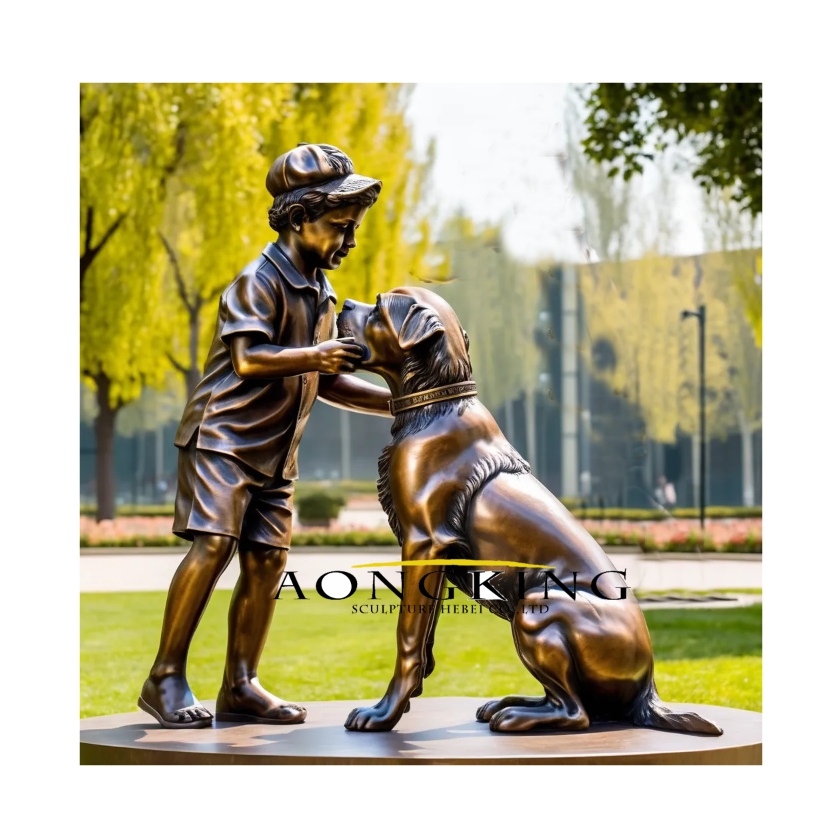 Bronze friendship emotional interaction life size garden statues