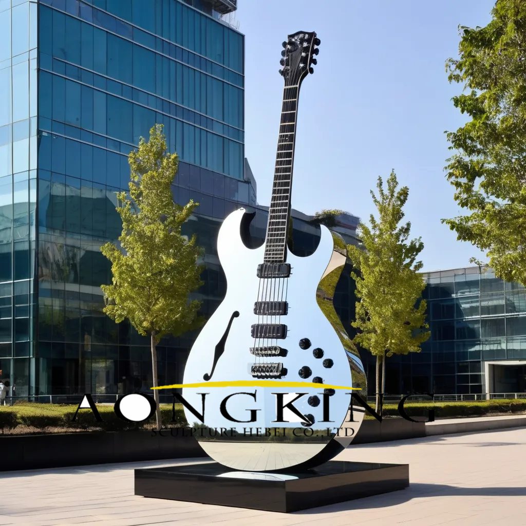 urban musical instrument stainless steel guitar sculpture