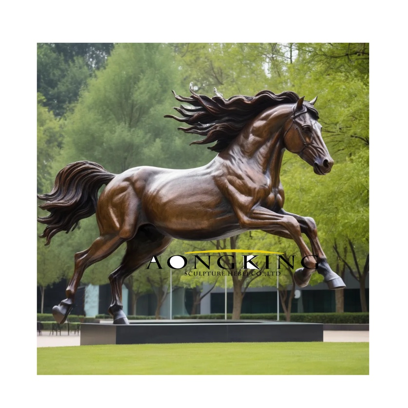 Ecological park peppy galloping horse bronze statue for sale