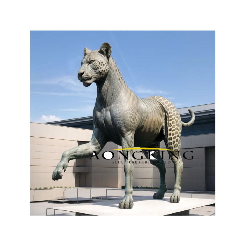 bronze Patio Poised Fastest Land Animal Large Cheetah Statue