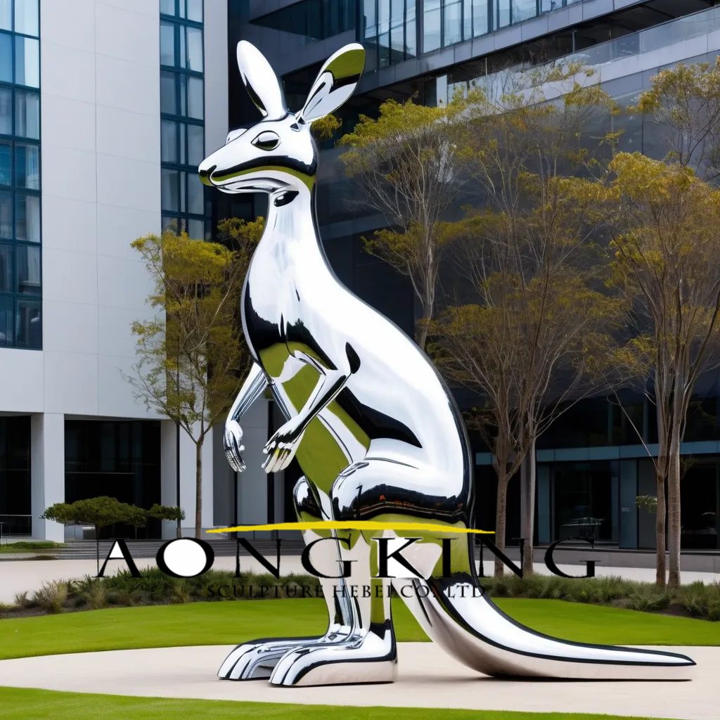 standing marsupial stainless steel large kangaroo sculpture