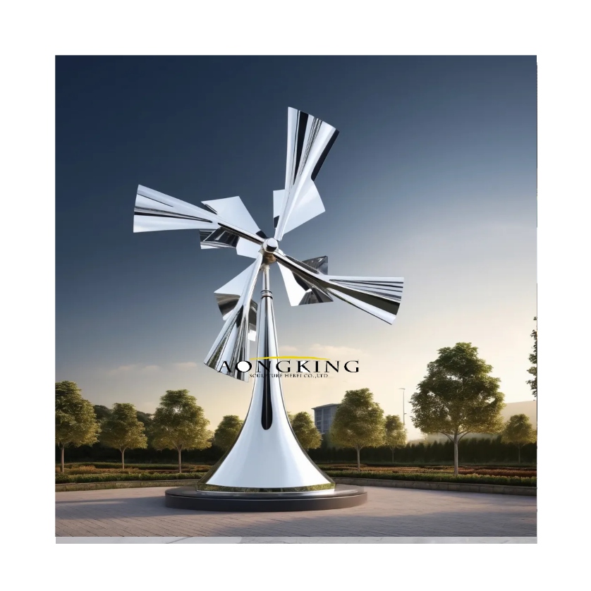 Renewable energy dutch windmill large outdoor metal art stainless steel