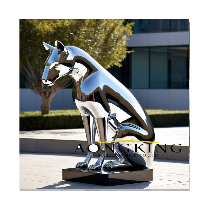 stainless steel resting peaceful greyhound metal dog sculpture