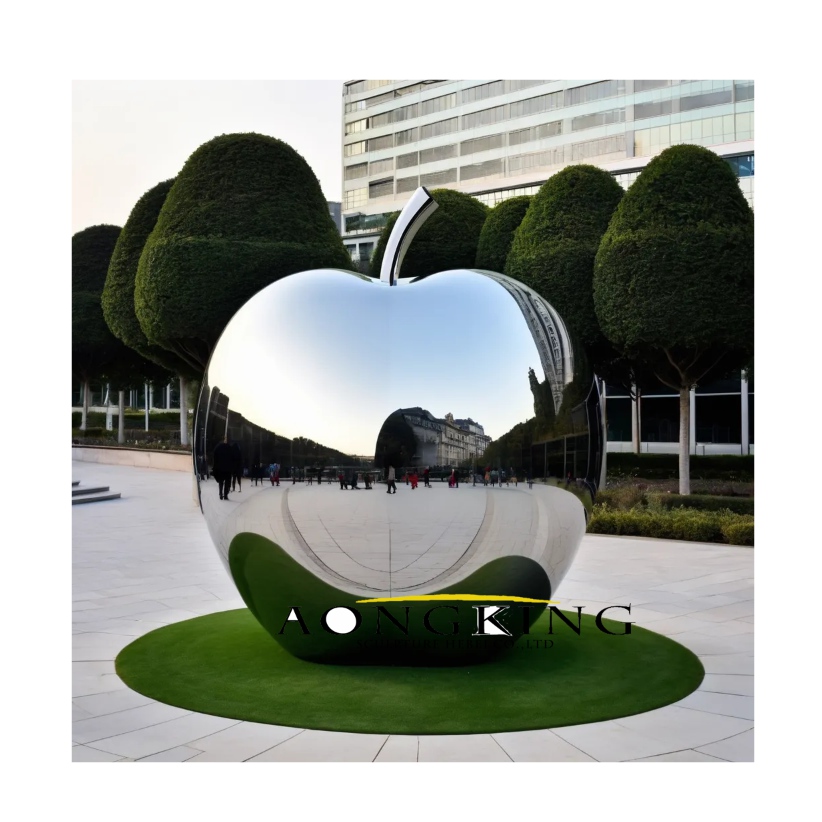 stainless steel apple metal sculpture garden