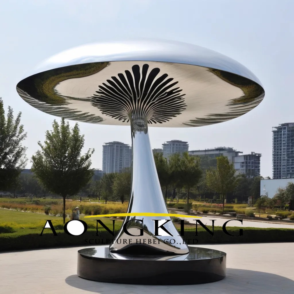 stainless steel decoration public mushroom sculpture