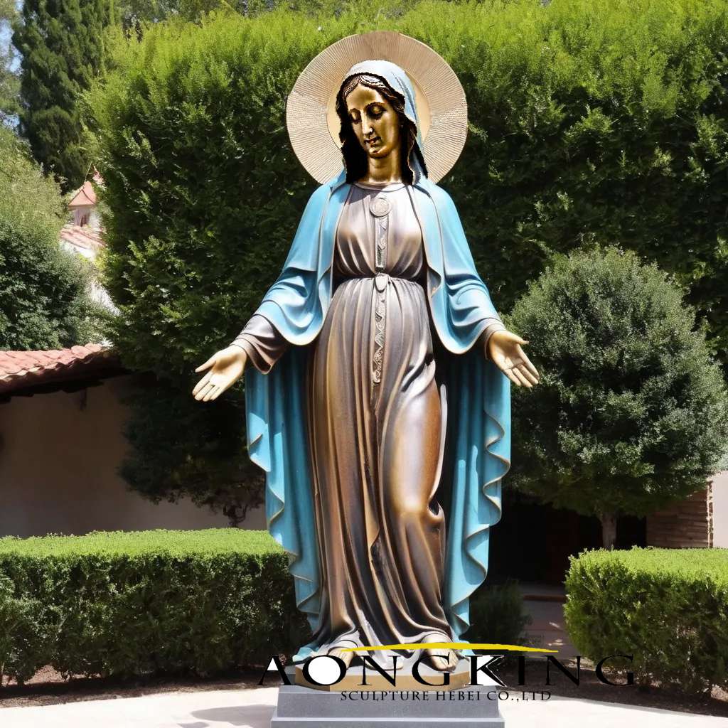 Religious Art Courtyard Luminous Virgin Mary Statue Bronze