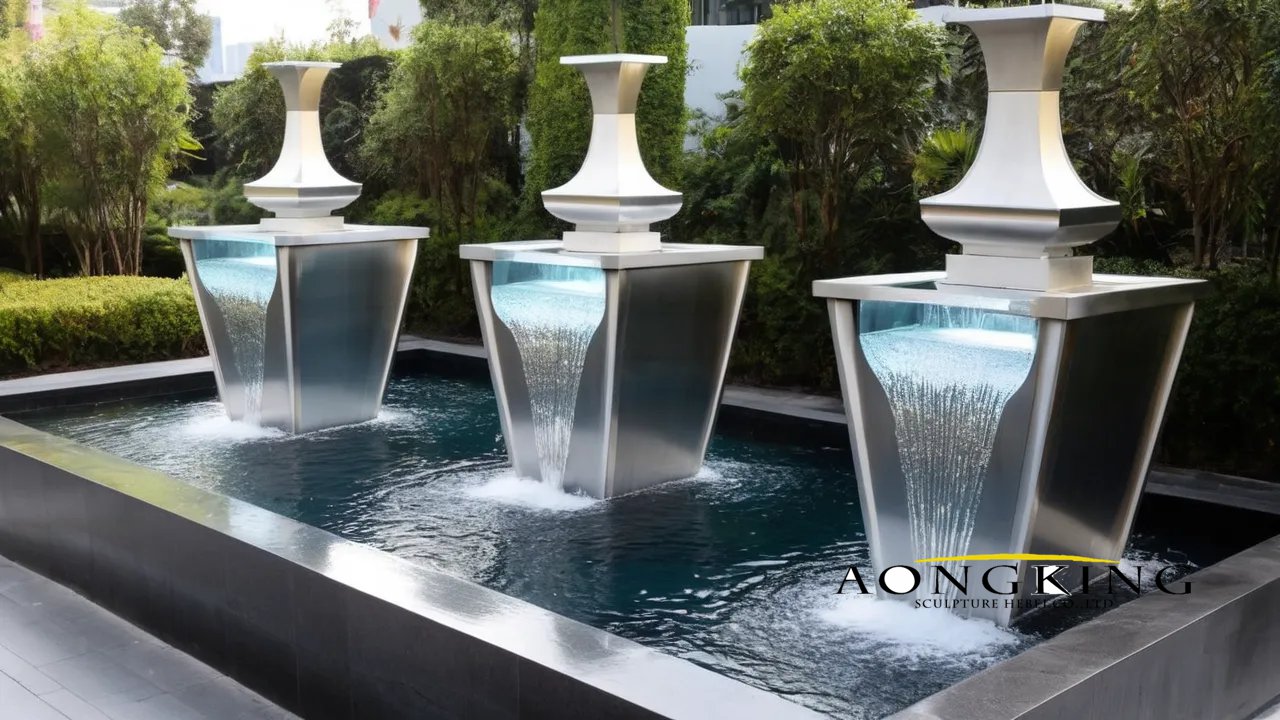 Contemporary metal home garden outdoor water feature stainless steel