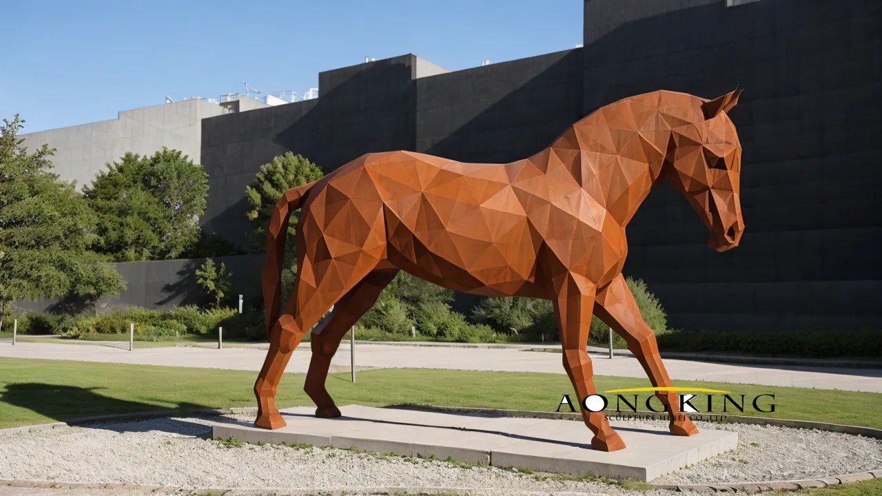 Historic district stylized horse corten weathering steel