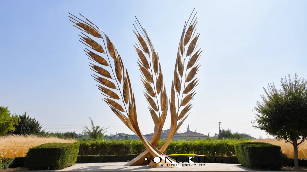 Field agriculture golden wheat stalk metal outdoor plants stainless steel