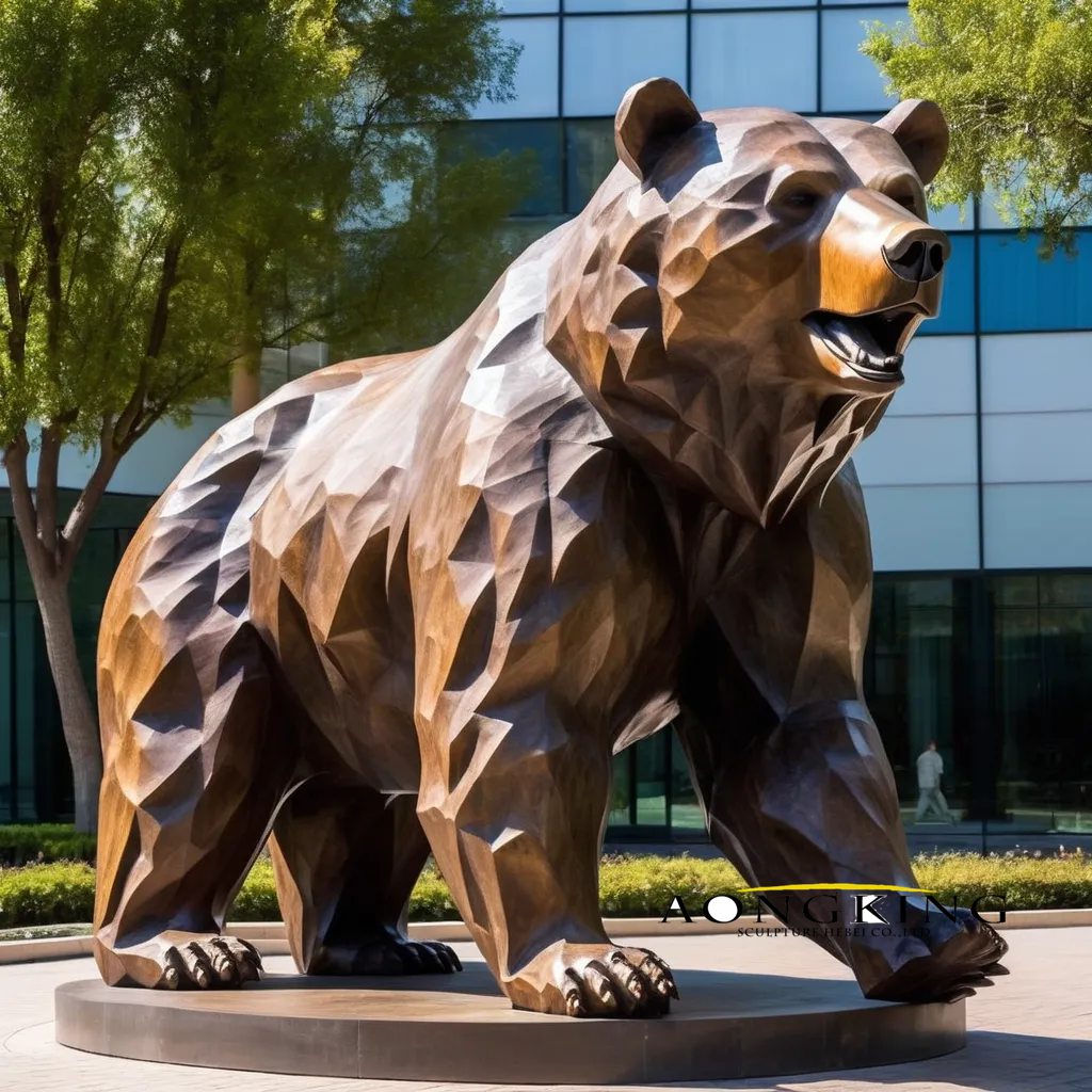 Business park bronze geometric vocalizing outdoor bear decorations
