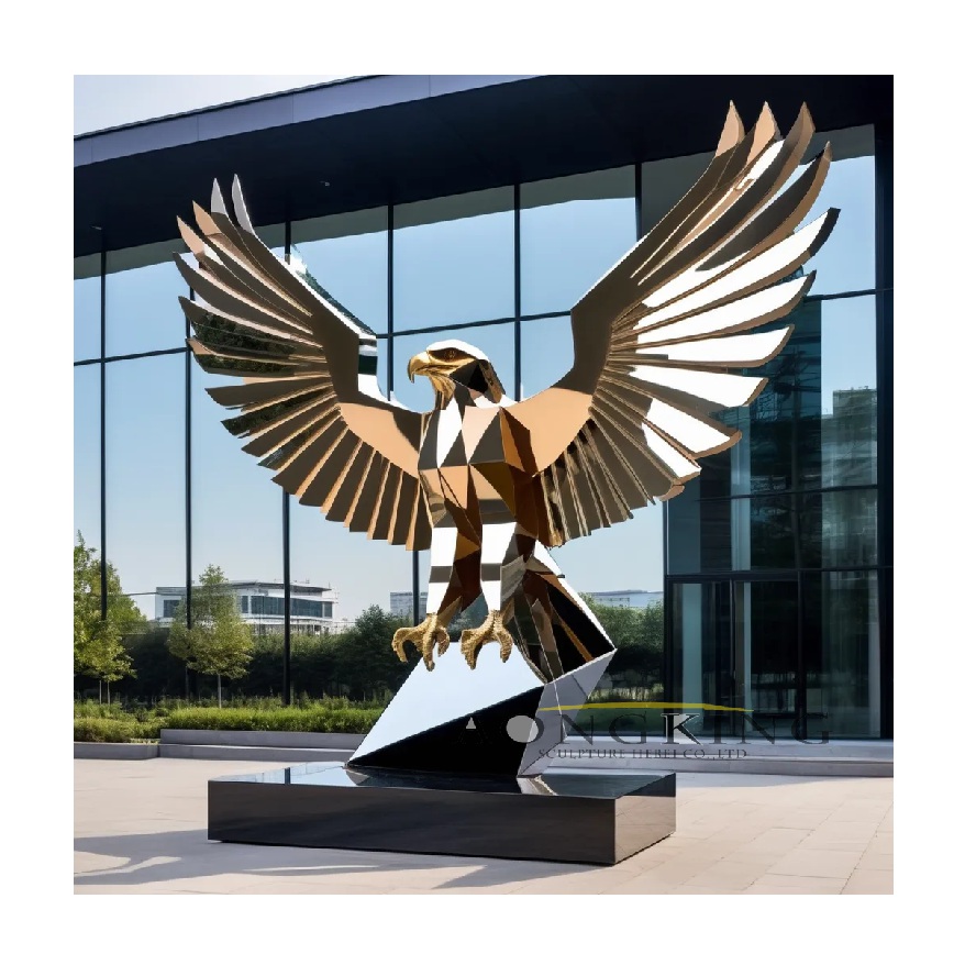 stainless steel outdoor geometrical patriotism wingspread eagle statue